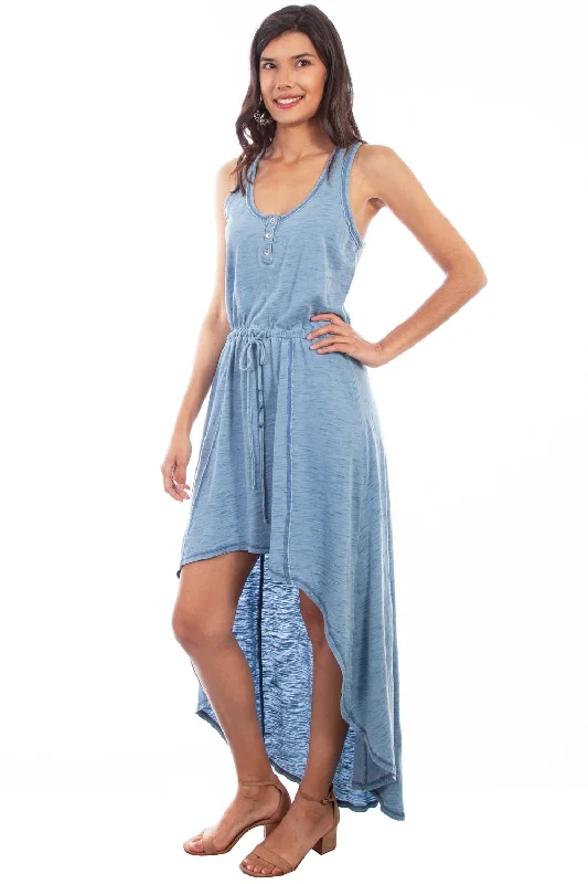 Scully Womens Chambray 100% Cotton Racer Back S/L Dress Formal Attire For Women