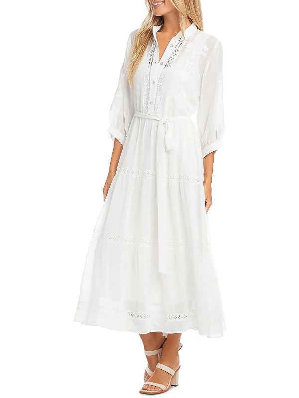 Womens Embroidered Long Shirtdress Women's Clothing