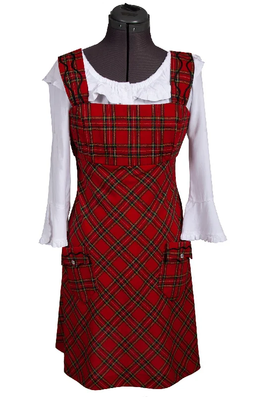 Scully Womens Red 100% Wool Tartan Plaid S/L Dress Shop Ladies Clothes