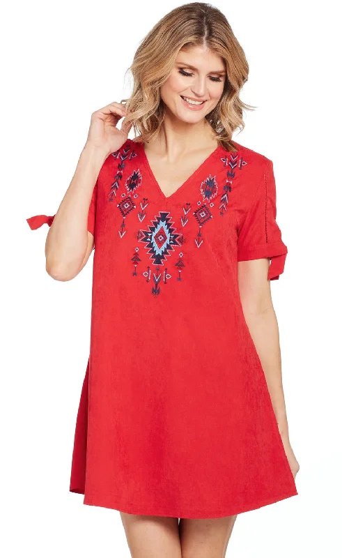 Cowgirl Up Womens Coral Red Polyester Southwest Dress S/S End Of Season Sale Clothing