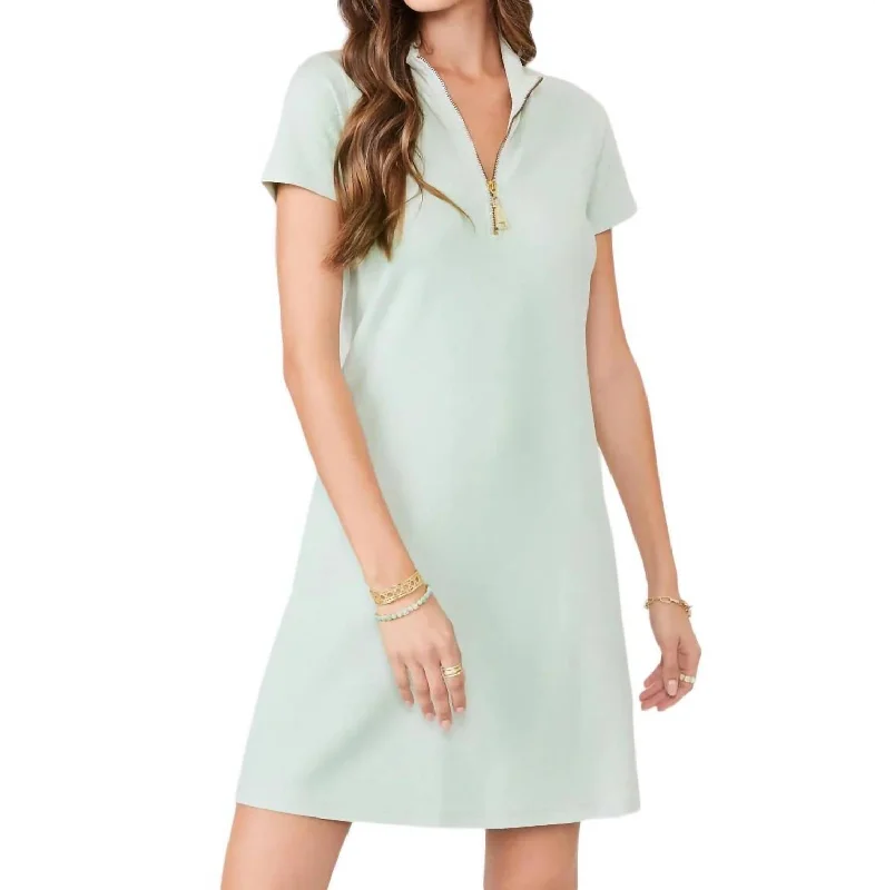 Serena Pique Short Sleeve Dress In Sky Teal Formal Outfit For Women