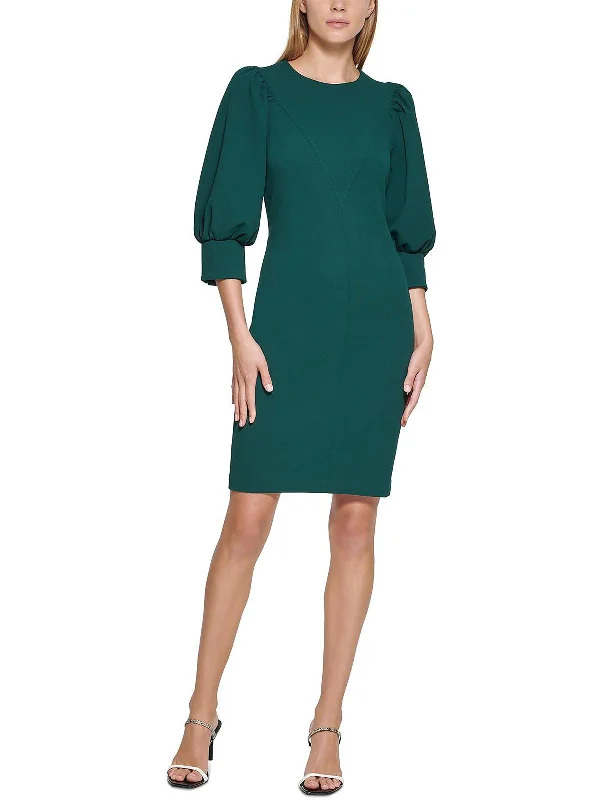 Petites Womens Gathered Above Knee Sheath Dress Timeless Women's Outfit