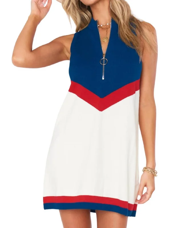 Show Me Your Mumu Zoe Zip Dress In Usa Chevron Women's Functional Apparel For Outdoor Activities