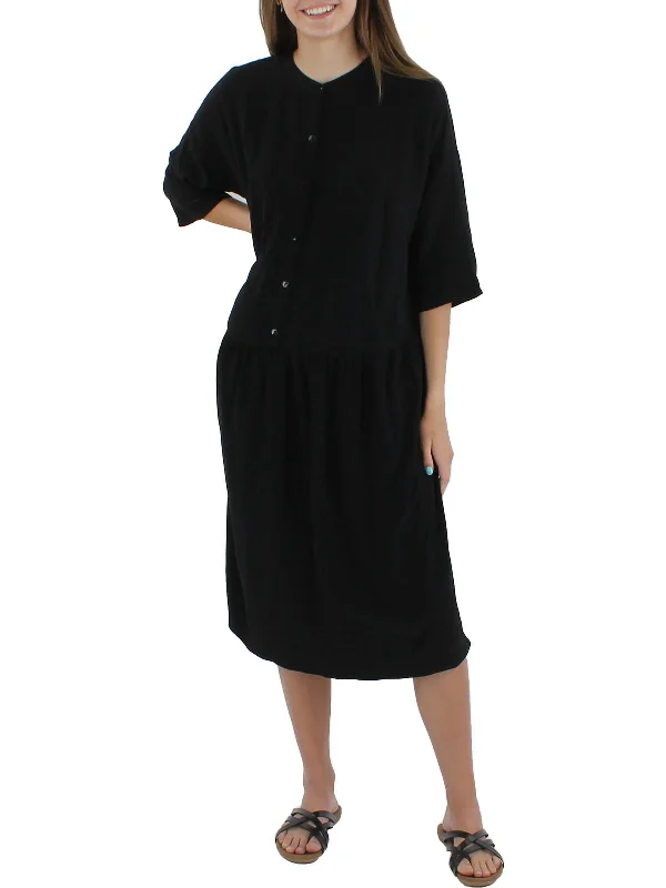 Womens Tencel Drop Waist Shirtdress Women's Clothing For Casual Outings