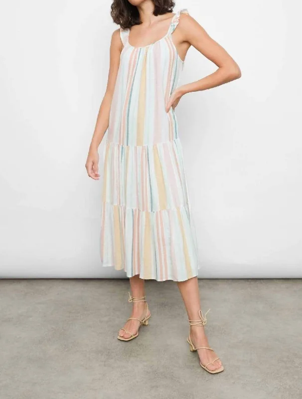 Capri Dress in Melon Stripe Stylish Women's Garments For Holidays