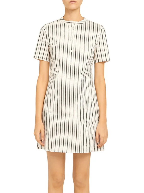 Womens Striped Knee Length Shirtdress Elegant Women's Attire