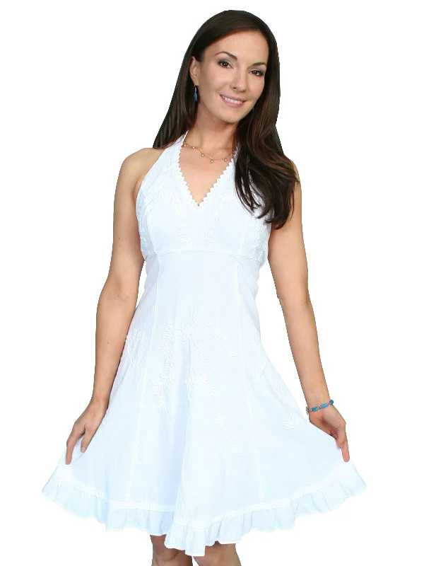 Scully Cantina Collection Halter Dress White 100% Cotton Soutache S Casual Dresses for Women