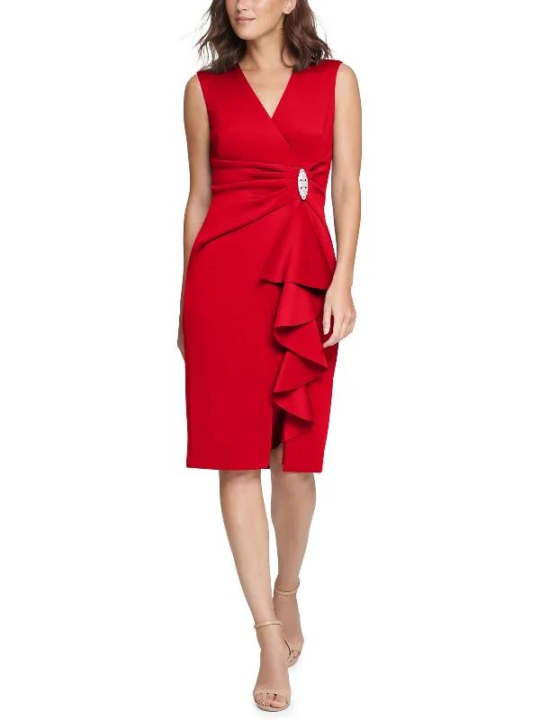 Womens Surplice Knee-Length Sheath Dress Women's Professional Outfit