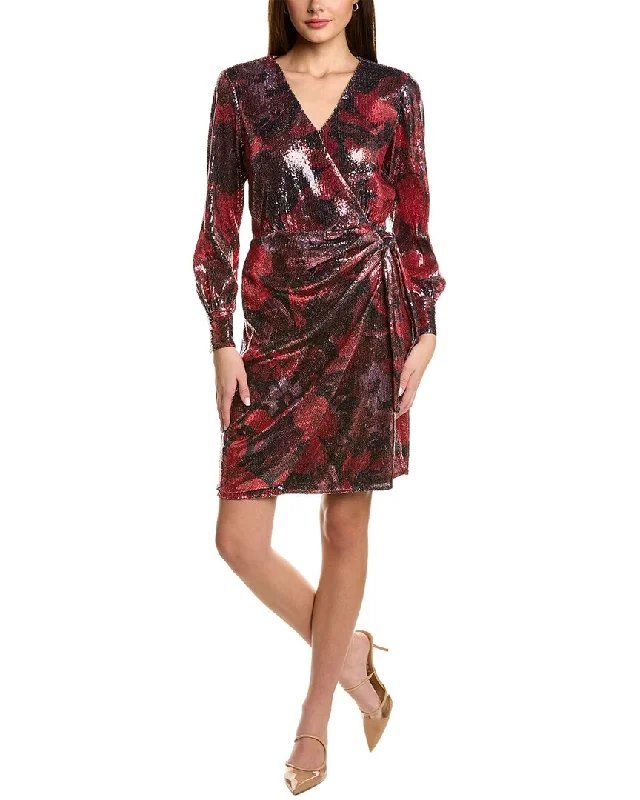 Anne Klein Sequin Wrap Dress Women's Trendy Clothing