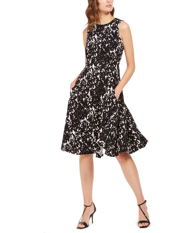 Womens Printed Knee Length Fit & Flare Dress Women's Functional Outfit For Outdoor Activities