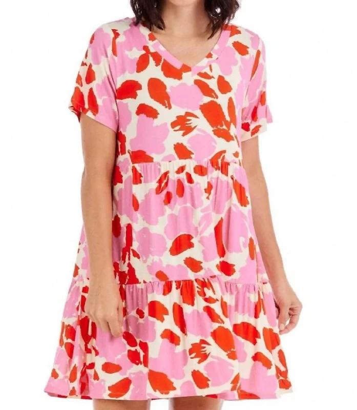 Tammy Tiered Dress In Pink Women Wear Brands