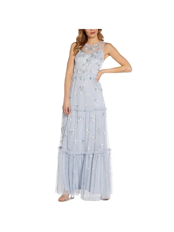 Womens Beaded Tiered Evening Dress Women's Charming Outfit For Events