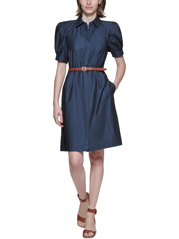 Womens Puff Sleeves Button Shirtdress Stylish Women's Attire