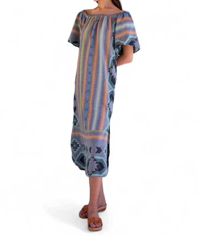 Ana Maxi Tunic Dress In Blue Tones Women's Clothing Sale Online