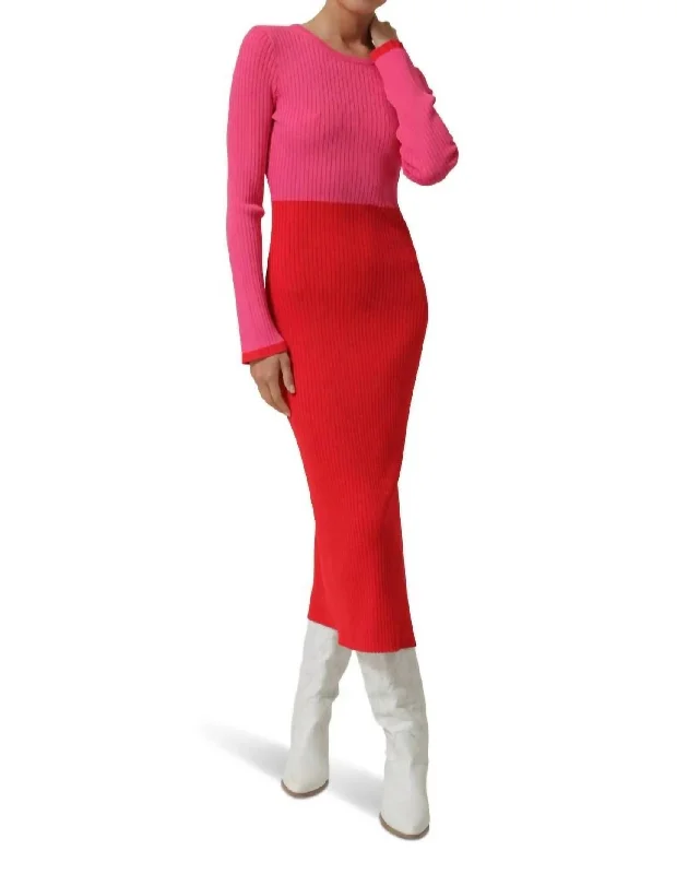 Frankie Dress In Pink/red Women's Online Boutique