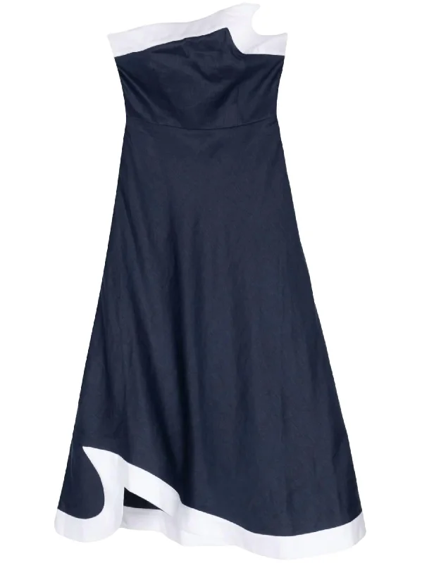 Sirani Asymmetrical Dress In Navy/white Affordable Online Boutique