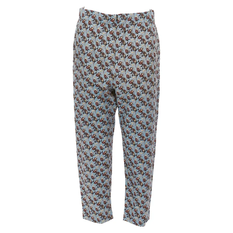 Marni Silk Floral Drop Crotch Casual Cropped Pants Women's Elegant Garments