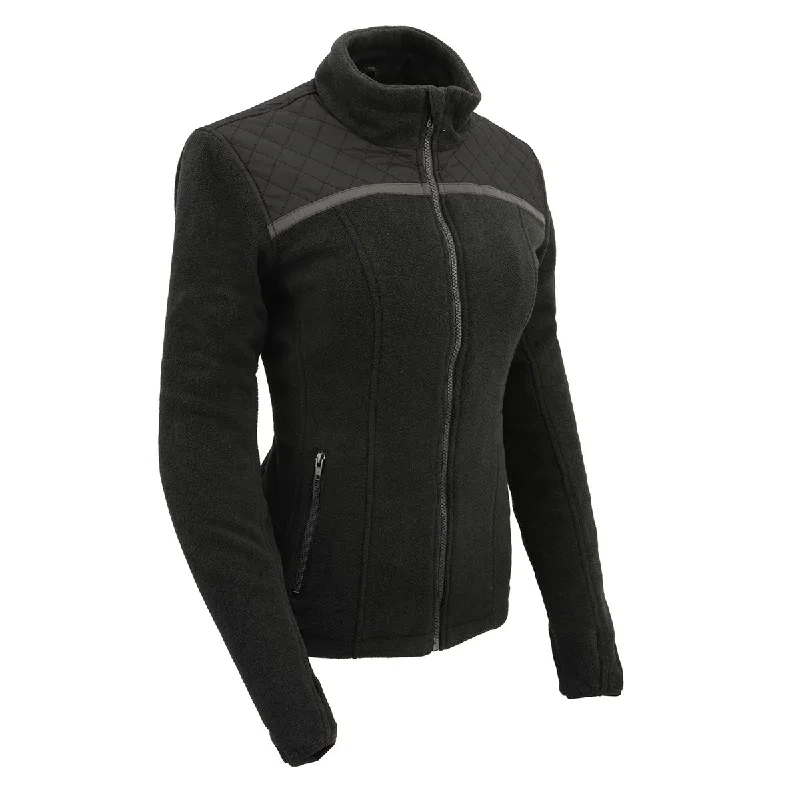 Milwaukee Leather MPL2784 Women's Black Micro Fleece Jacket with Reflective Stripes Women's Professional Garments