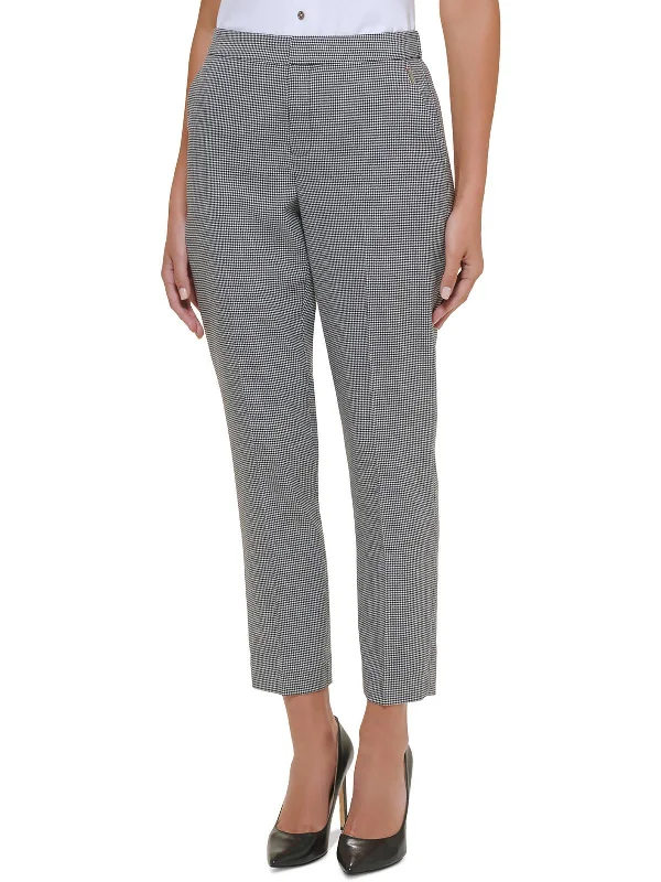 Womens High Rise Houndstooth Ankle Pants Modern Women's Clothes