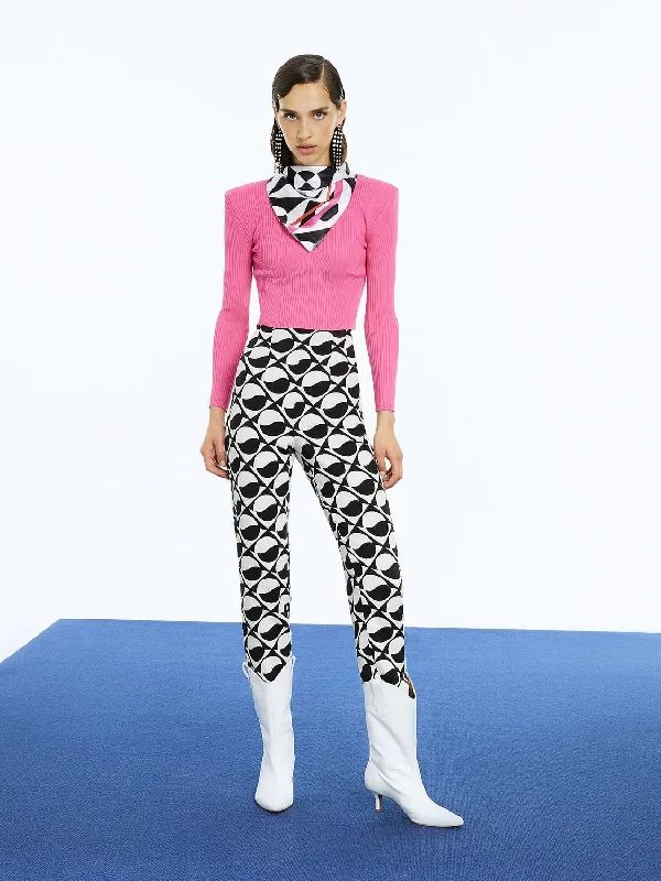 Printed High-Waisted Pants Women's Stylish Professional Apparel