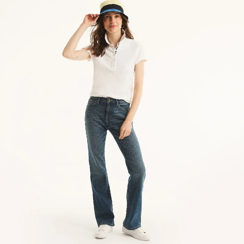 Nautica Womens Sustainably Crafted True Flex Mid-Rise Bootcut Denim Women's Holiday Clothing