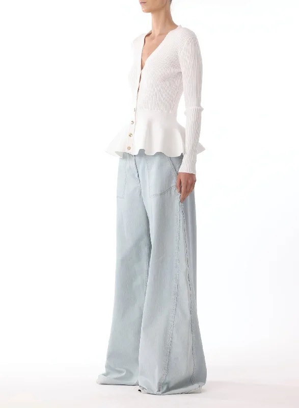 High Rise Wide Leg Jeans W/ Raw Hem Women's Elegant Clothing Sets