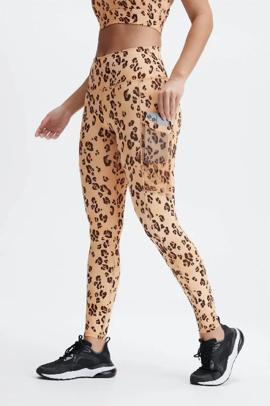 Leopard Leggings W/pockets In Yellow Luxury Women's Clothing