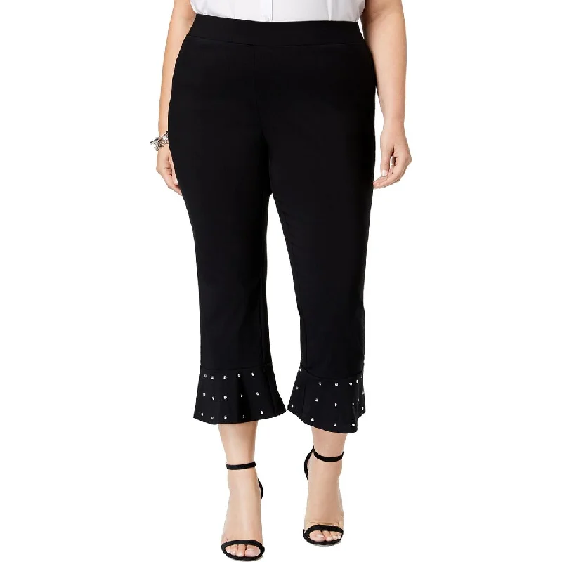 Plus Womens Ponte Studded Capri Pants Woman Clothing