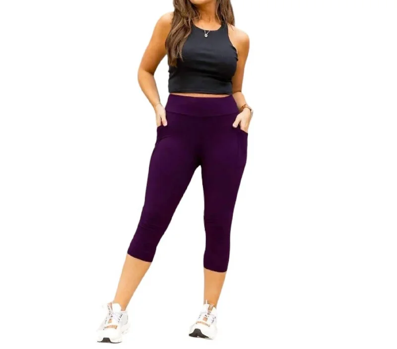 Hailey Capri Leggings In Purple Women's Attire