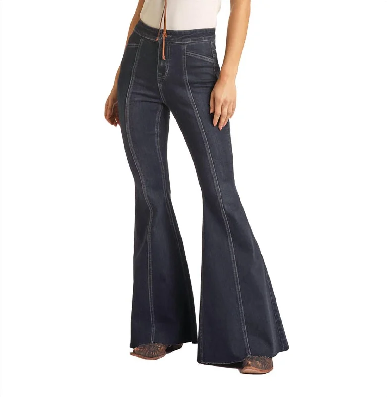 Cowgirl Front Seam Bargain Bell Flare Stretch Jean In Dark Wash Women's Wardrobe Apparel