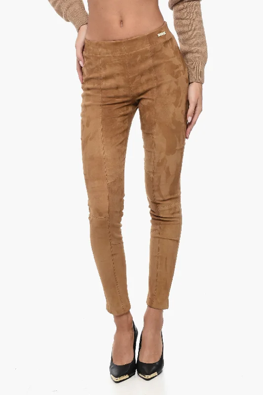 Woolrich Elastic Waistband Suede Leggings Women's Formal Event Clothing