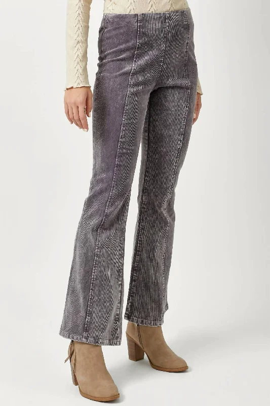 Vintage Washed Corduroy Flare Pants In Vintage Grey Cheap Women's Clothing Online