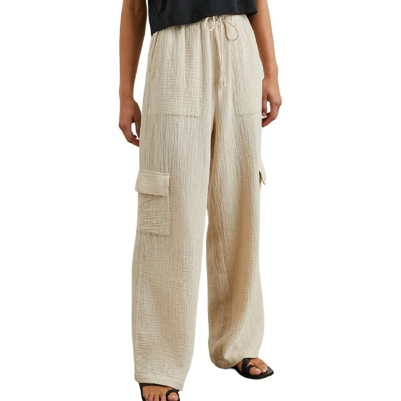 Christiano Double Gauze Pants In Flax Sales Clothes