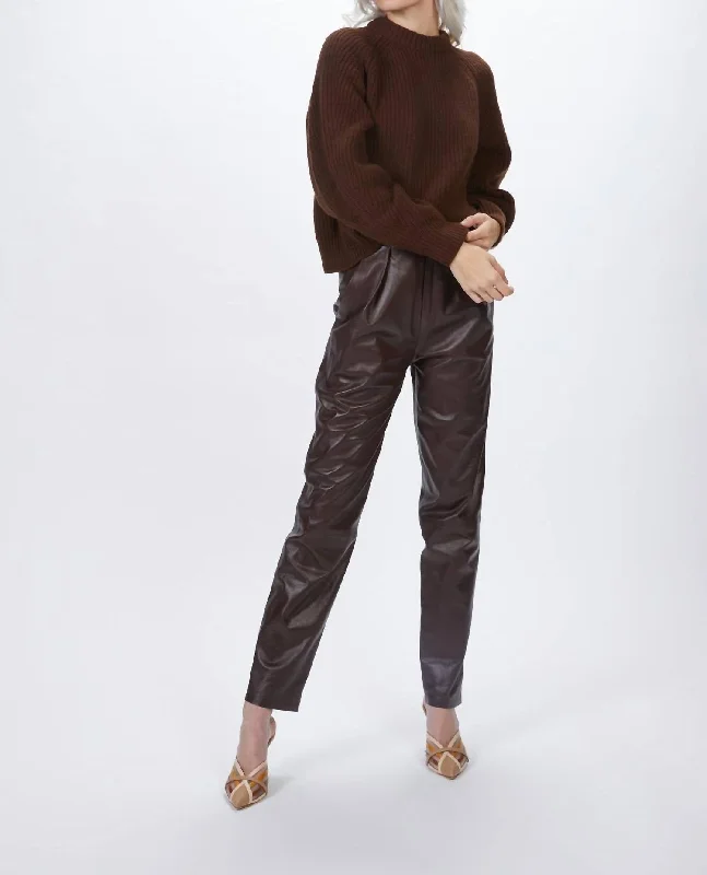 Pleated Leather Pants In Plum Flash Sale Clothing