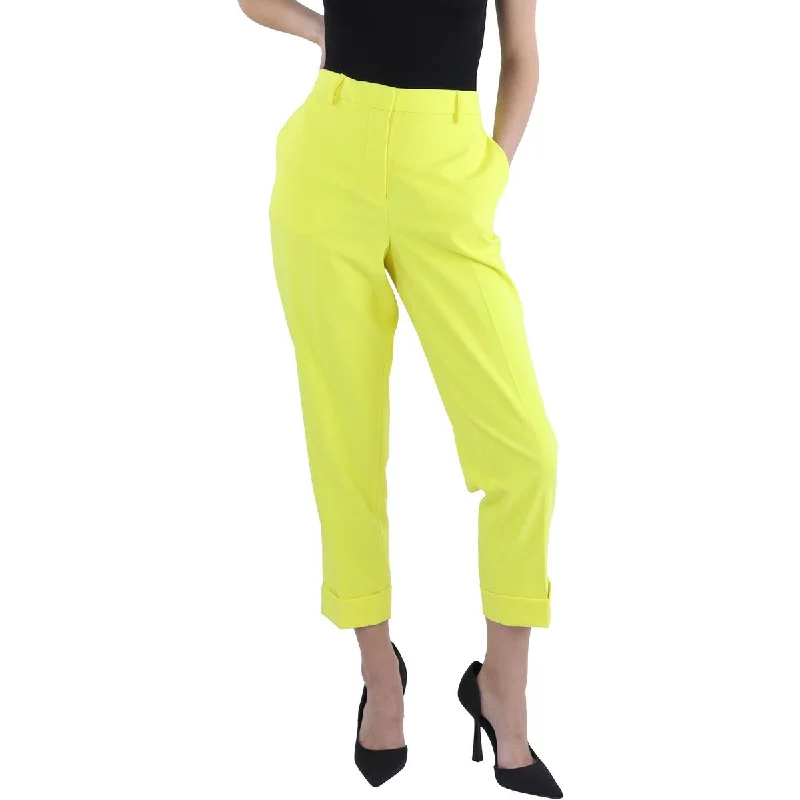 Womens High Rise Cropped Straight Leg Pants Women's Casual Wear Outfit