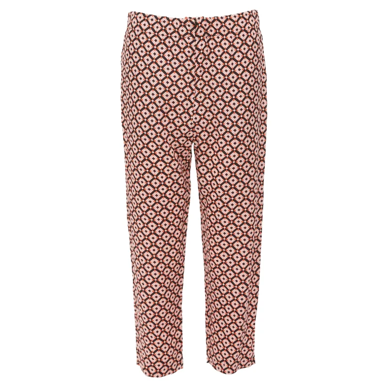 Marni Silk Geometric Print Elastic Waist Cropped Pants Women's High-Fashion Garments