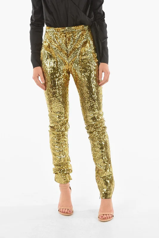 Philipp Plein COUTURE Zipped Ankle ELEGANT Sequined Pants Comfortable Lounge Clothing