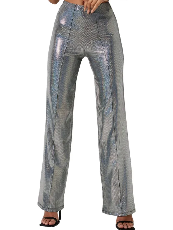 Pista Trouser In Silver High Street Women's Fashion for Trendy Shoppers