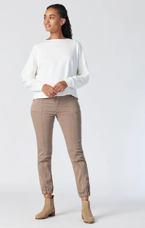 ANNA SLIM JOGGER IN FUNGI CASUAL COMFORT Women's Evening Clothing