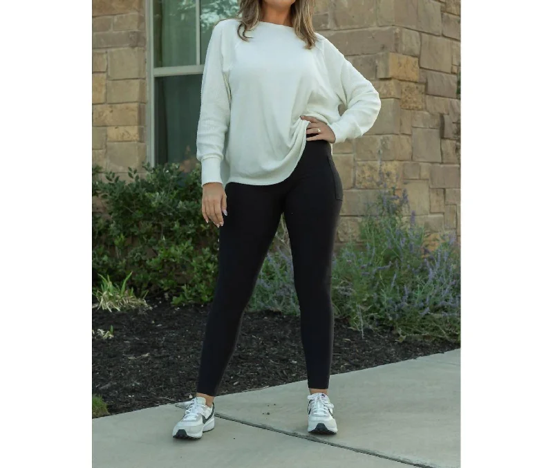 Fleece Full Length Leggings With Pockets In Black Women's Clothing For Special Occasions