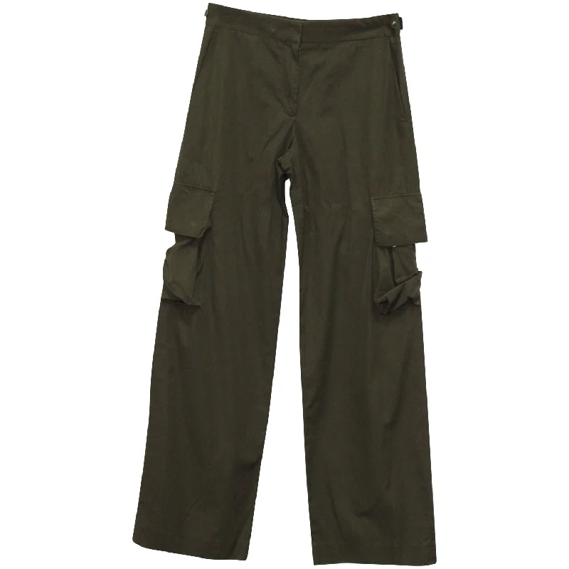 Helmut Lang Cargo Pants in Khaki Green Cotton Women's Stylish Professional Garments