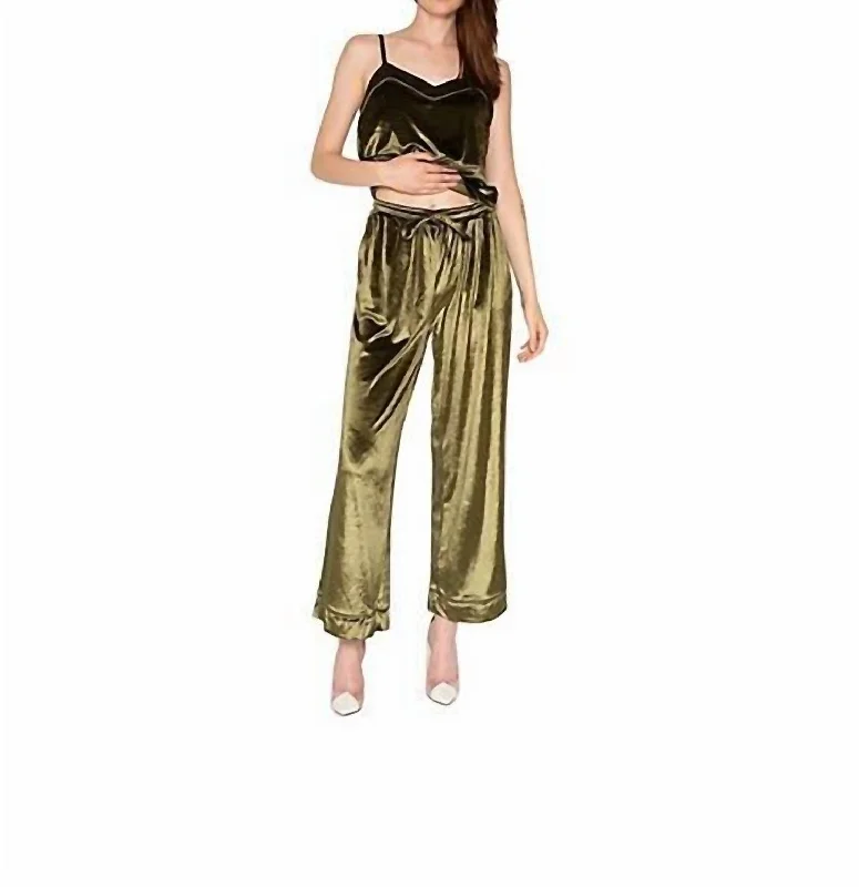 Velvet Pant In Dark Green Women's Activewear Garments