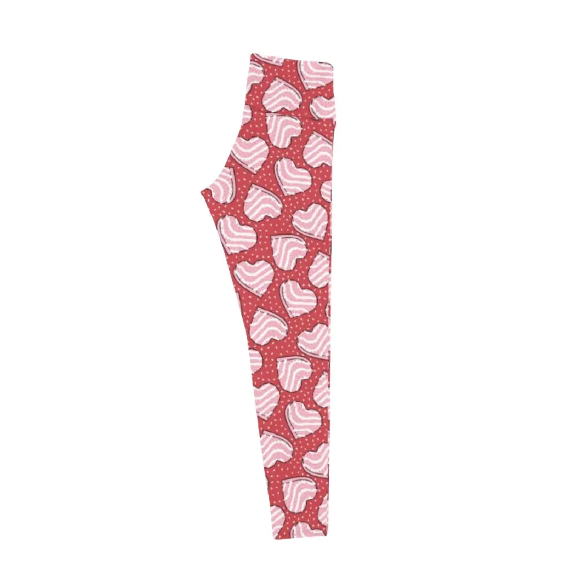 Women's Cake Hearts Leggings In Red Women's Clothing