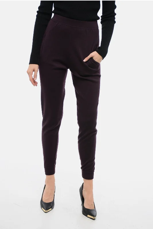 Saint Laurent Wool Sweatpants with Flush Pockets Women's Office Clothing