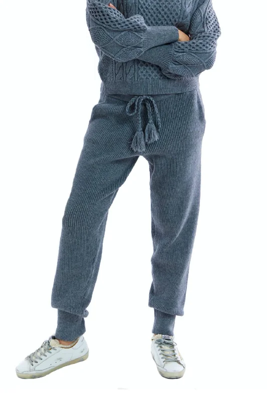 Cozy Knit Pants In Grey Women's Attire