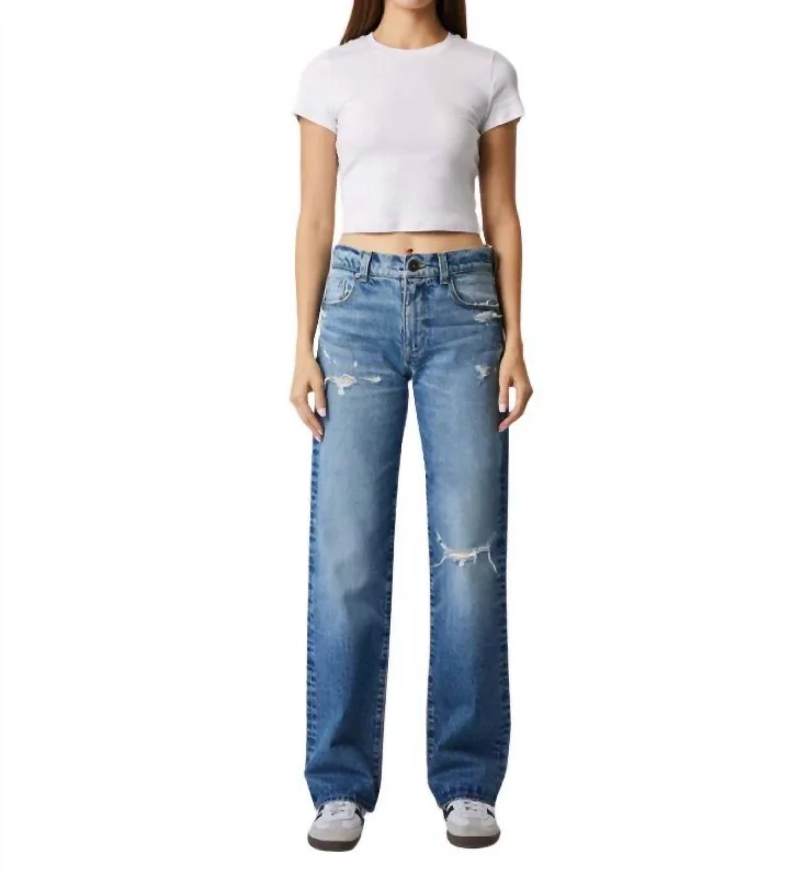 Vincent High Rise Long Wide Leg Jeans In Medium Maggio Wash Women's Activewear Attire