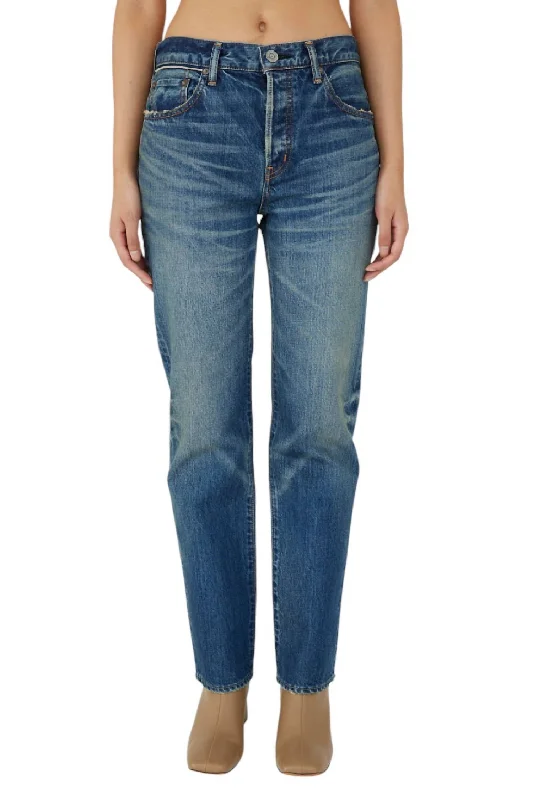 Walnut Straight Jeans In Dark Blue Women's Clothes For Work