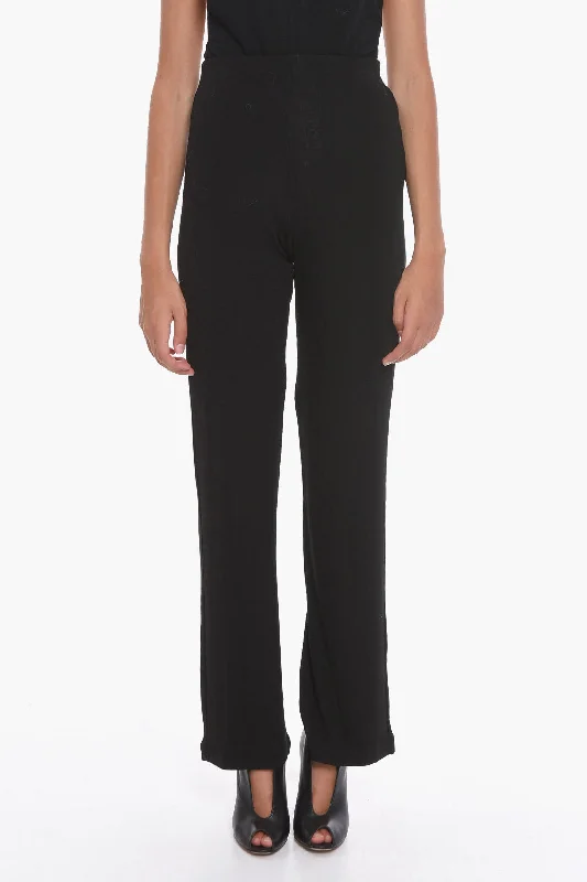 Lama Jouni Ribbed High-Waisted Palazzo Pants Weekend Sale