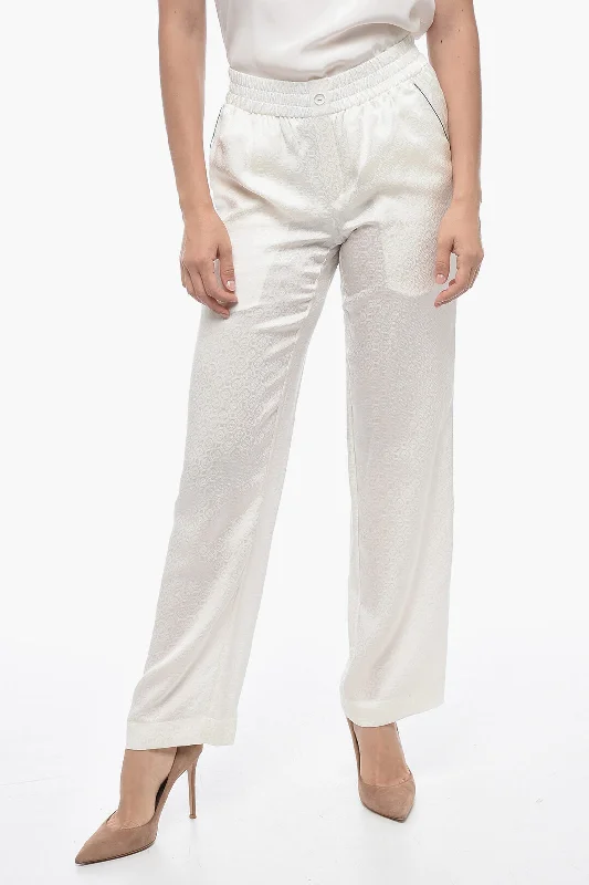 Casablanca Jacquard Silk Pants with Elastic Waistband Timeless Classics