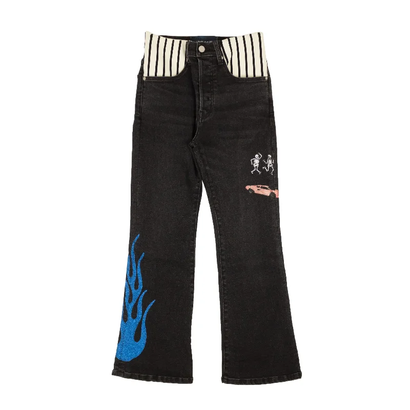 Lost Daze Stripe Spandex Waist Jeans - Black Women's Evening Clothes